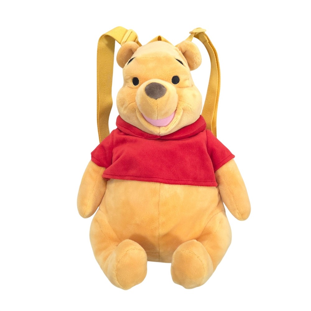 Disney Winnie the Pooh Plush Backpack 12 Inch Yellow Red Adjustable Straps